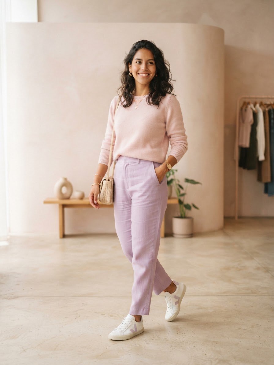 Pantalón wide leg lila