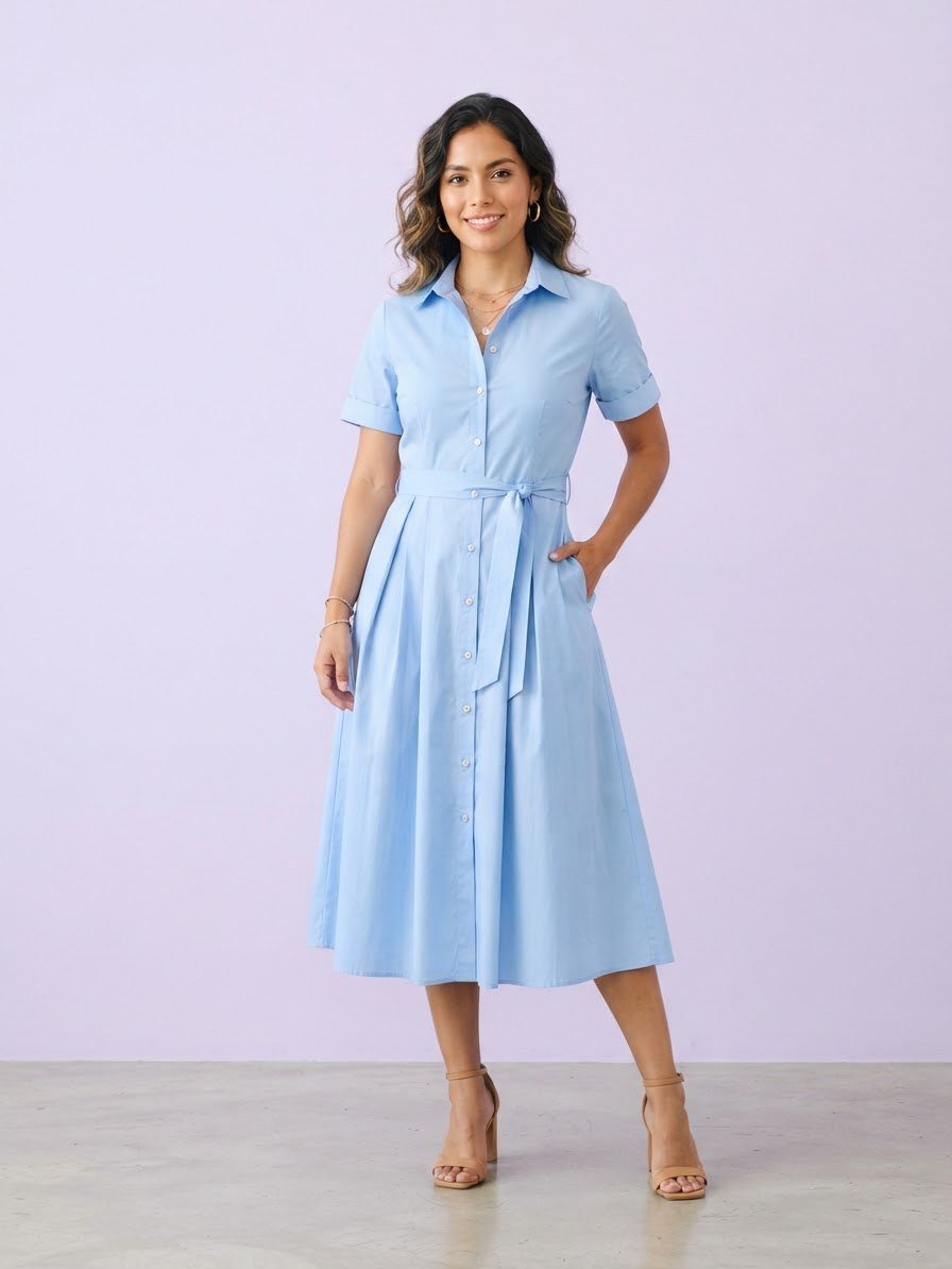 Vestido camisero celeste